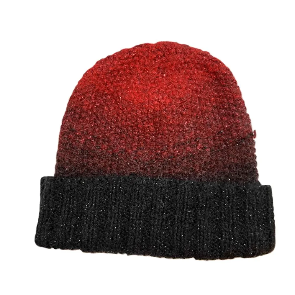 Eugenia Kim Metallic Knit Beanie Hat Color Gradient Folded Cuff‎ Womens